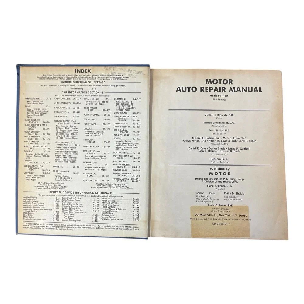 Motor Auto Repair Manual 1985 48th Edition‎ Professional Service Trade Edition